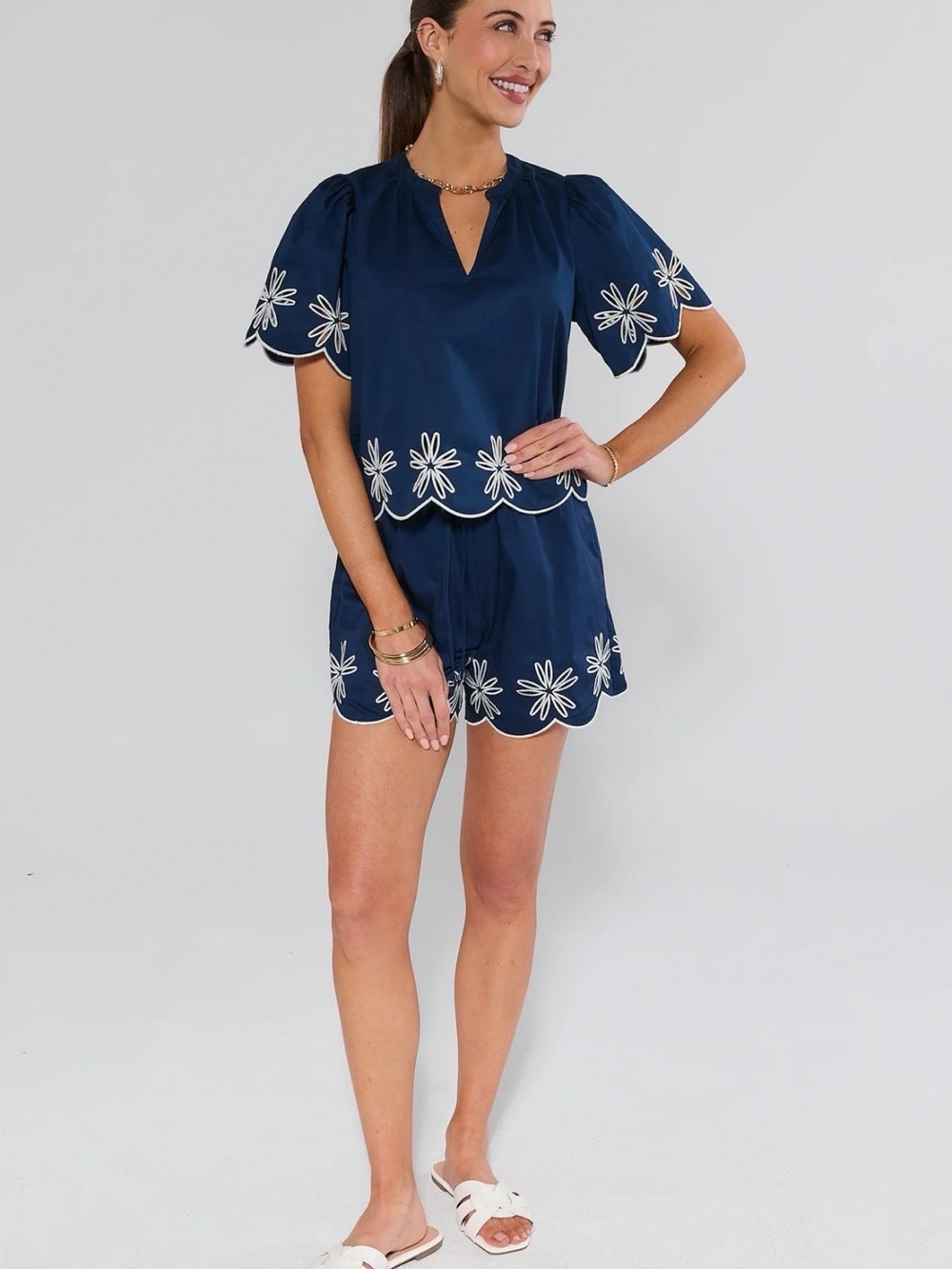 Avara/Sugar Lips Navy Embroidered Trim Set